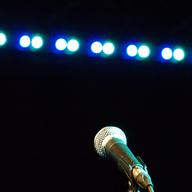 microphone on stage with lights